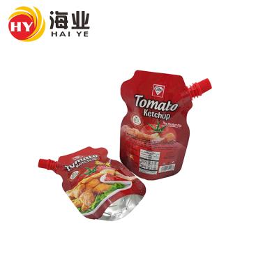 China 100ml 500ml Recyclable Aluminum Spout Pouch Custom Printed Drinking HDPE Stand Up Spout Pouch Tomato Ketchup Holder Up Spout Pouch for sale