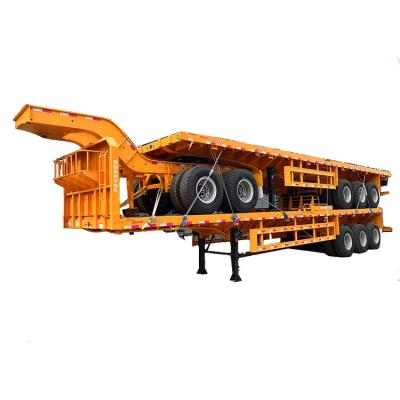 China Multifunctioneel platbed semi-trailer 75 ton Trailer Hydraulisch laagbedtrailer Te koop