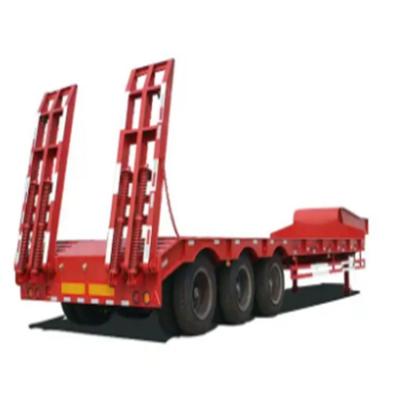 China SINOTRUK HOWO 20 40FT 3Axle 50Ton pesado semirremolque de cama plana Adopta materiales de acero de alta resistencia para el transporte de contenedores en venta