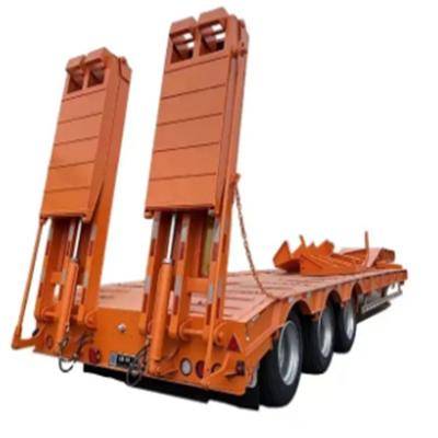 China High Stability And High Security Tri Axle Multi Axle 50ton Payload Low Bed  Lowboy Semi Trailer For Agricultural Machine for sale