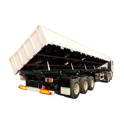 中国 Triaxle Side Payload 50T Tipping Trailer Truck Transporting Building Materials 販売のため