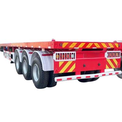 China Tri-Axle 4 Axle 20FT 40FT Extendable Container Flatbed Truck Trailer With Container Lock for sale