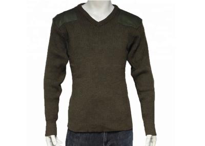 China Spandex do pulôver do verde azeitona da camiseta do uniforme militar da luva/material longos do algodão à venda