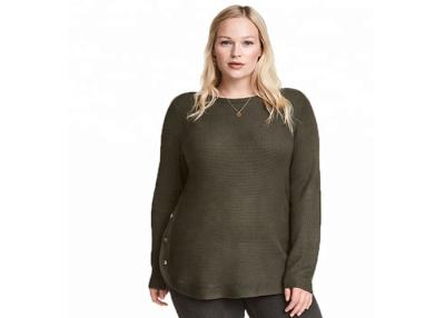 中国 女性のためのボタンが付いているプラスのサイズ4Xの居心地のよいニットの軍隊の緑のセーターのプルオーバーのセーター 販売のため