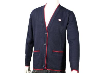 China Mens Knitted Navy Blue Cardigans With Button , Long Sleeve Spring Knitwear for sale
