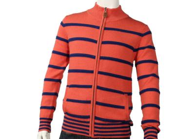 China Rebeca rayada para hombre anaranjada linda del medio del suéter de las chaquetas de punto de la cremallera en venta