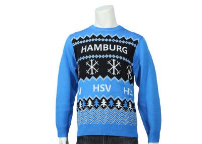 China Blue Jacquard Spring Man Ugly Christmas Sweatshirt UK Style 7GG Knitwear for sale