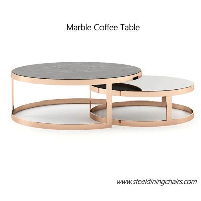 China Round Living Room Tea SGS Ss201 Stainless Steel Coffee Table With Glass Top for sale