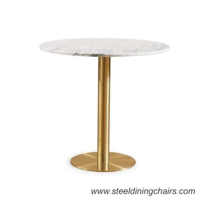 China Furniture Restaurant Round SGS ss201 White Marble Top Coffee Table for sale
