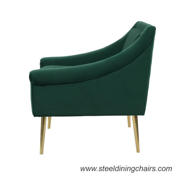 Quality 710mm 780mm Velvet Upholstered Dining Chairs With Golden Metal Leg for sale