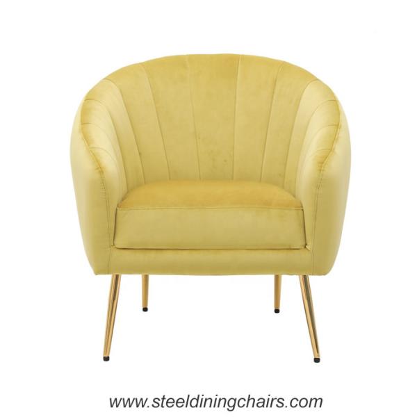 Quality Velvet Fabric Upholstered Tufted Metal Frame Armchair for sale