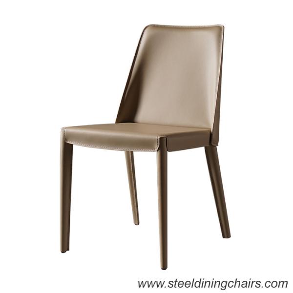 Quality Orange Saddle Leather 47cm 83CM Metal Upholstered Dining Chair for sale