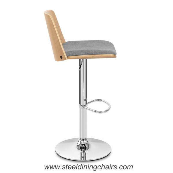 Quality Solid Wood Chrome 82CM 38cm Upholstered Swivel Counter Height Bar Stools for sale