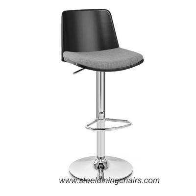 China Solid Wood Chrome 82CM 38cm Upholstered Swivel Counter Height Bar Stools for sale