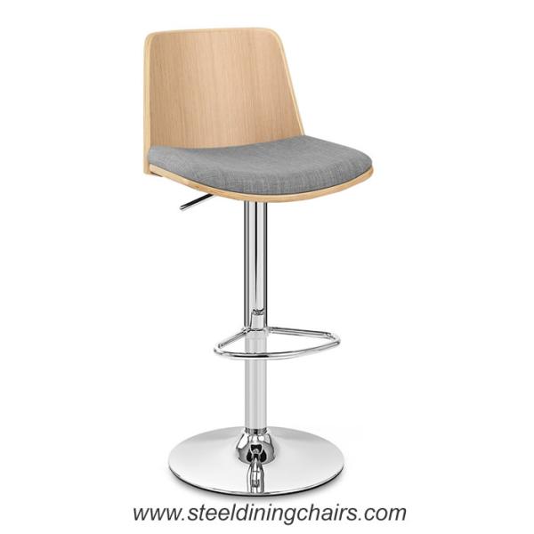 Quality Solid Wood Chrome 82CM 38cm Upholstered Swivel Counter Height Bar Stools for sale