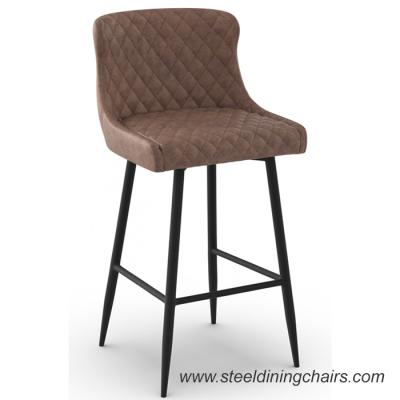 China Brown Upholstered 105cm Synthetic Leather Counter Height Bar Stools With Backs for sale