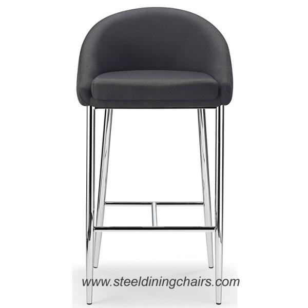 Quality Fixed Black 460mm 870mm Fabric Counter Height Bar Stools With Stainless Steel for sale
