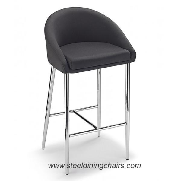 Quality Fixed Black 460mm 870mm Fabric Counter Height Bar Stools With Stainless Steel for sale