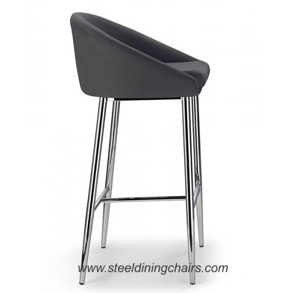 Quality Fixed Black 460mm 870mm Fabric Counter Height Bar Stools With Stainless Steel for sale