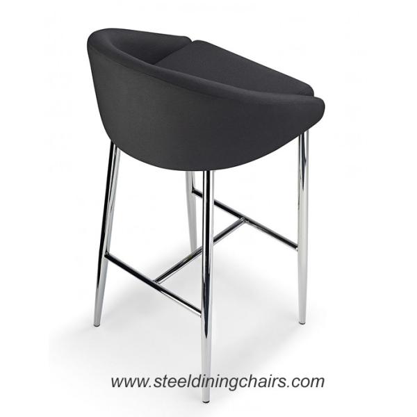 Quality Fixed Black 460mm 870mm Fabric Counter Height Bar Stools With Stainless Steel for sale