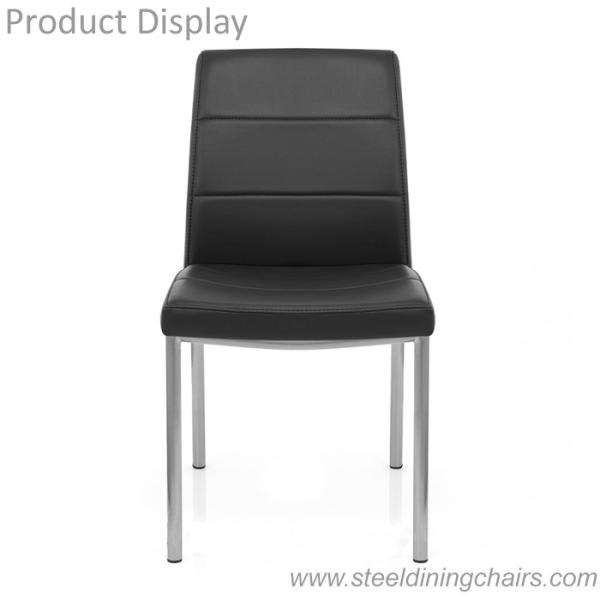 Quality Faux Leather Upholstery 46cm 56cm 82cm Brushed Stainless Steel Dining Chairs for sale