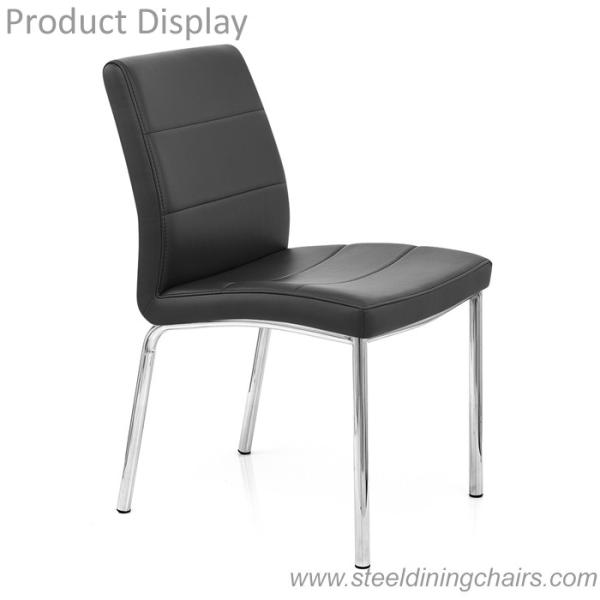 Quality Faux Leather Upholstery 46cm 56cm 82cm Brushed Stainless Steel Dining Chairs for sale