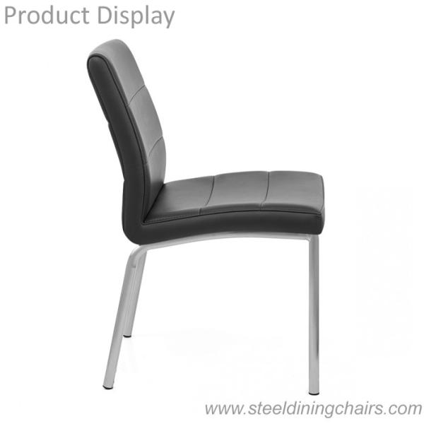 Quality Faux Leather Upholstery 46cm 56cm 82cm Brushed Stainless Steel Dining Chairs for sale