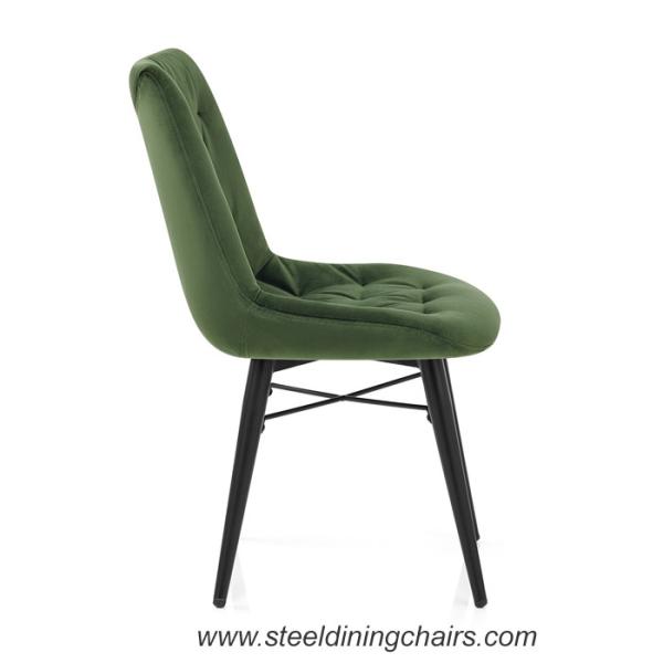 Quality Green Velvet Armless 84cm Metal Dining Chairs With Upholstered Seats Black for sale