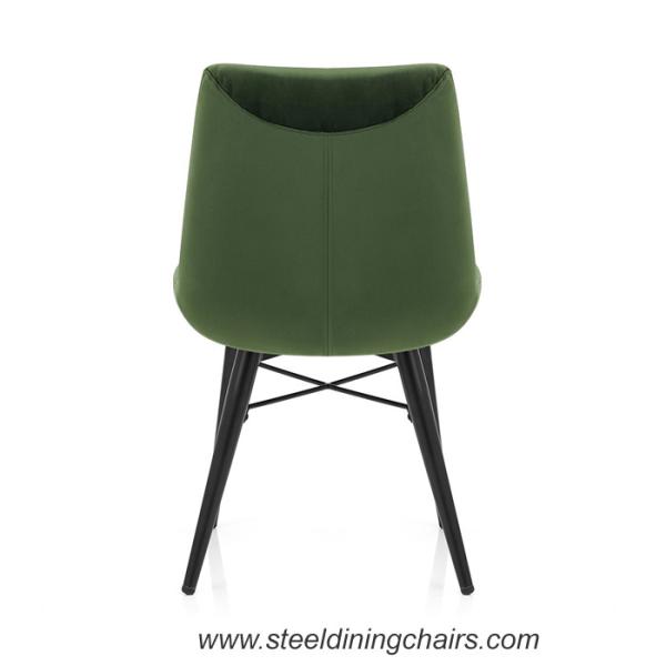 Quality Green Velvet Armless 84cm Metal Dining Chairs With Upholstered Seats Black for sale