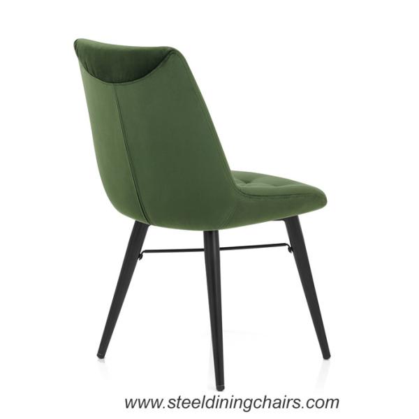 Quality Green Velvet Armless 84cm Metal Dining Chairs With Upholstered Seats Black for sale