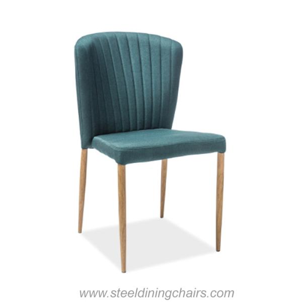 Quality Fan Shaped Back 82cm Armless Leather Dining Room Chairs With Metal Legs for sale