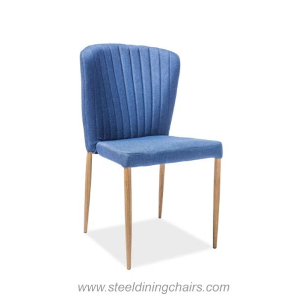 Quality Fan Shaped Back 82cm Armless Leather Dining Room Chairs With Metal Legs for sale