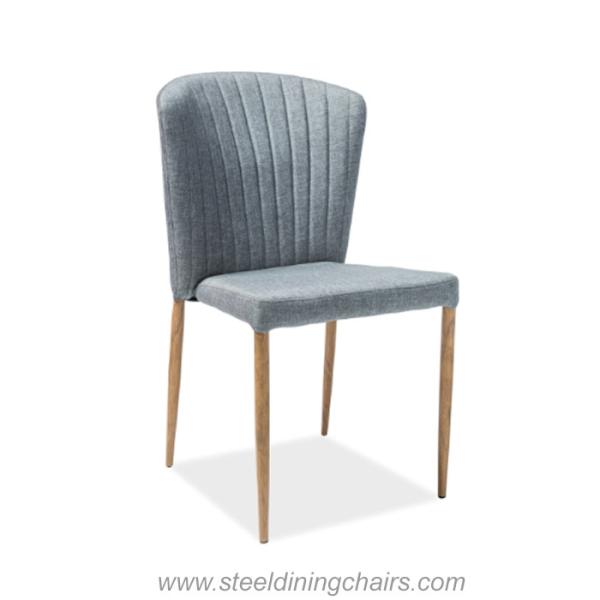Quality Fan Shaped Back 82cm Armless Leather Dining Room Chairs With Metal Legs for sale