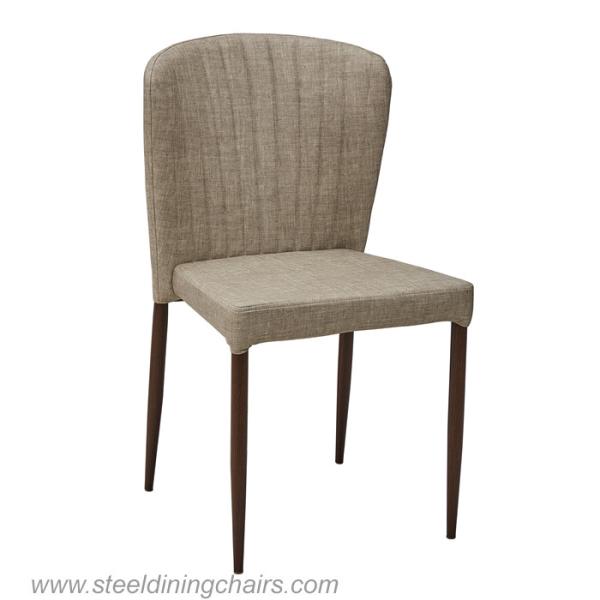 Quality Fan Shaped Back 82cm Armless Leather Dining Room Chairs With Metal Legs for sale