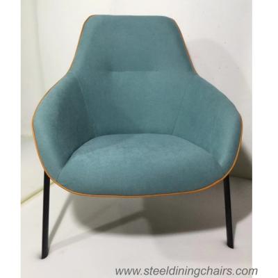 China Upholstered Single Seater Blue Accent Armchair With Steel Frame for sale