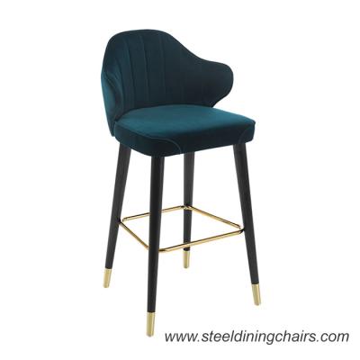 China The Nordic Style Bar Stool Leather Upholstered Bar Counter Chair Steel Black Frame With Gold Feet 0167 for sale