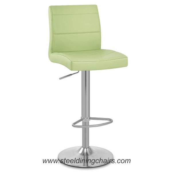 Quality Upholstered Plywood 48CM 112CM Beige Leather Bar Stools With Metal Legs for sale