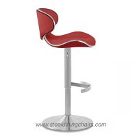 Quality Brushed Steel 46CM 105CM Red Real Leather Bar Stools With Round Base for sale