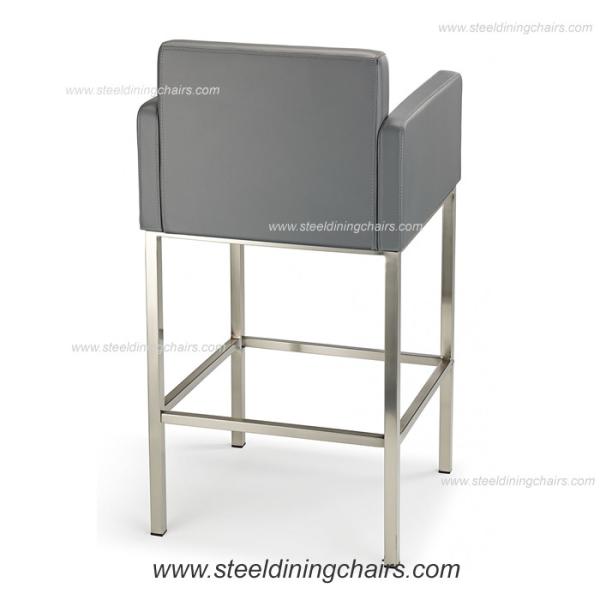 Quality Fixed Counter 98CM 52CM metal Grey Faux Leather Bar Stools for sale