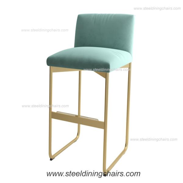 Quality Floor Mounted Fixed Down European Navy Blue Upholstered Bar Stools for sale