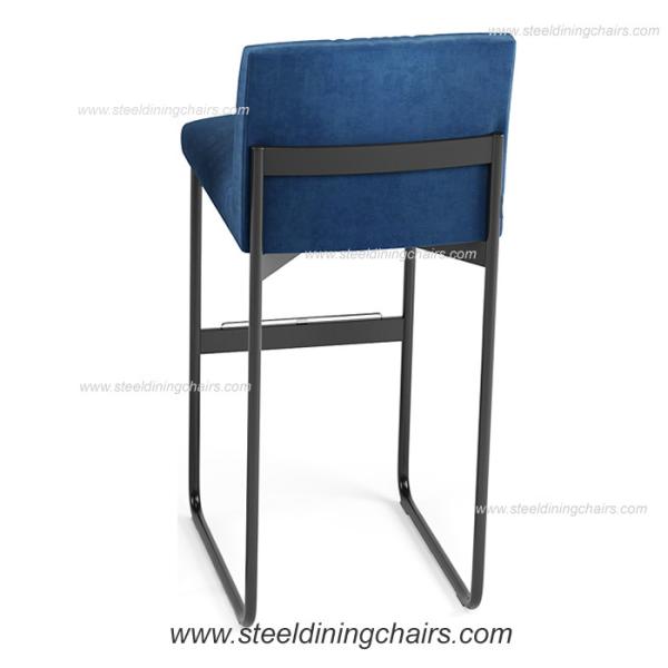 Quality Floor Mounted Fixed Down European Navy Blue Upholstered Bar Stools for sale