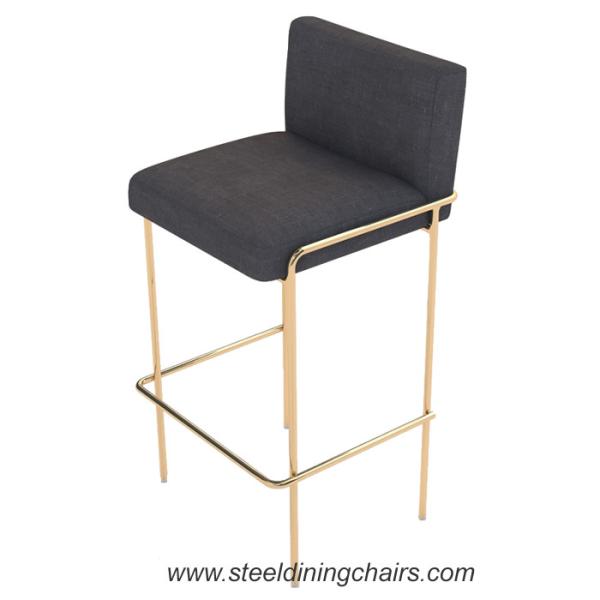 Quality Stainless Steel Breakfast Fabric Black 99CM Tall Upholstered Bar Stools for sale
