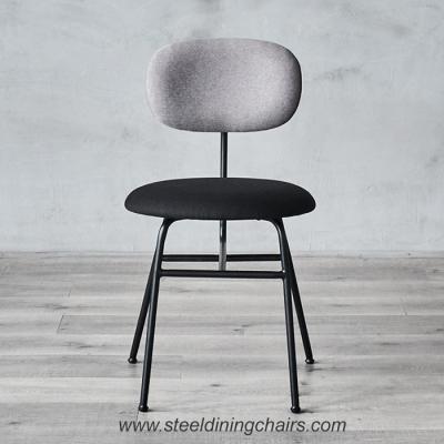 China Vintage Matte Black Finished Padded 82CM 39cm Steel Frame Dining Chairs for sale