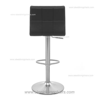 China Adjustable 38CM 103CM Black Leather Swivel Bar Stools With Arms for sale
