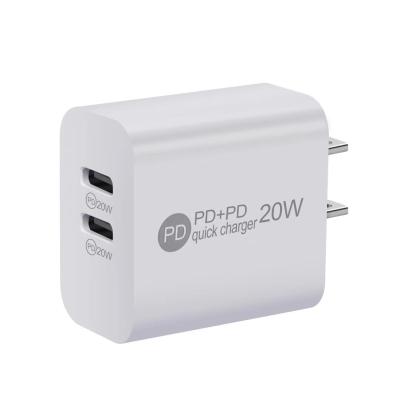 China 40W Dual PD Wall Charger Quick Charge Type C iphone power adapter for sale