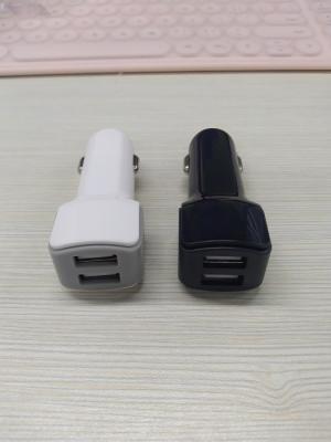 China Dual USB Port 5V 1A Car USB Charger Portable Black / White For Mobile Phone for sale