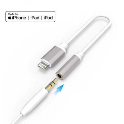 China Premium Lightning To 3.5mm Iphone Aux Adapter White TPE 3.5mm Jack for sale