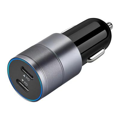 China 40W Fast Charging PD Car Charger Double Type C Port ABS Aluminum Alloy for sale