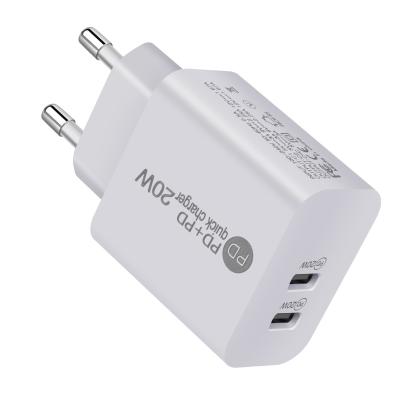 China 40W Dual Port PD Wall Charger Double Type C ABS PC Fireproof for sale