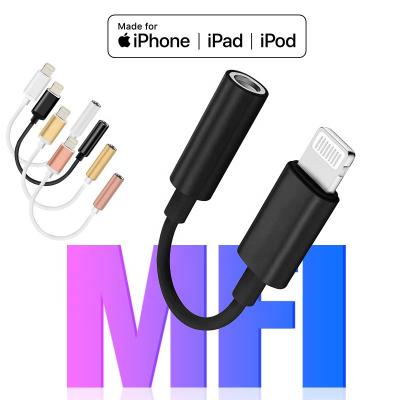 China OMTP Iphone Aux Adapter Lightning Iphone Earphone Converter To 3.5mm Mental Type Black for sale